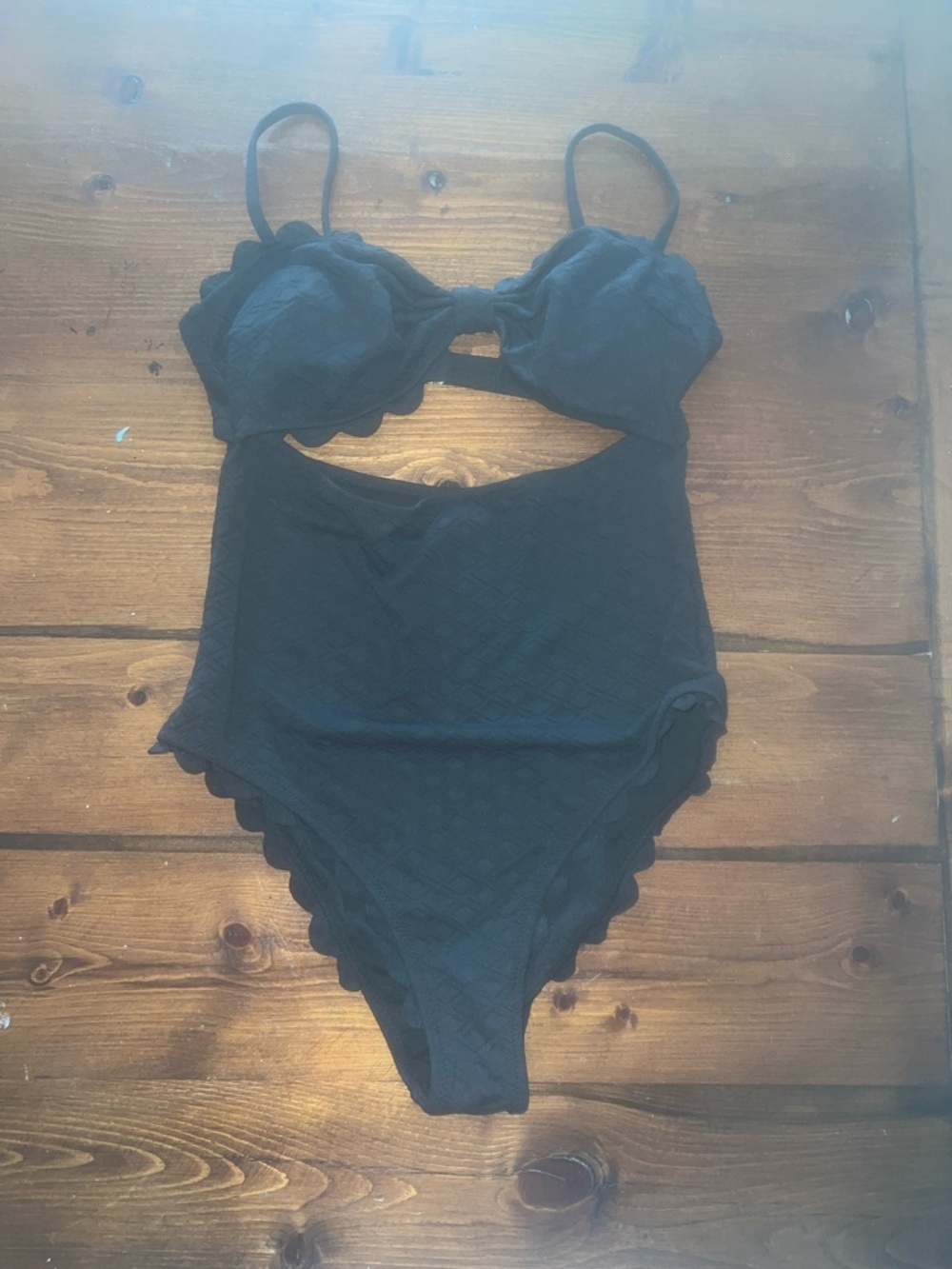 Cupshe Black Scalloped One-Piece with Cutout